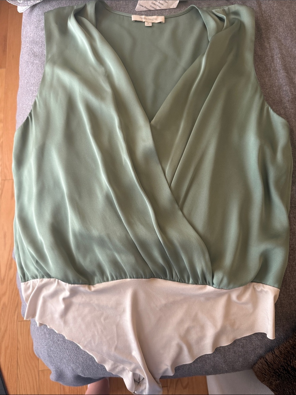 Favorite Daughter Sage Green Wrap-Front Bodysuit